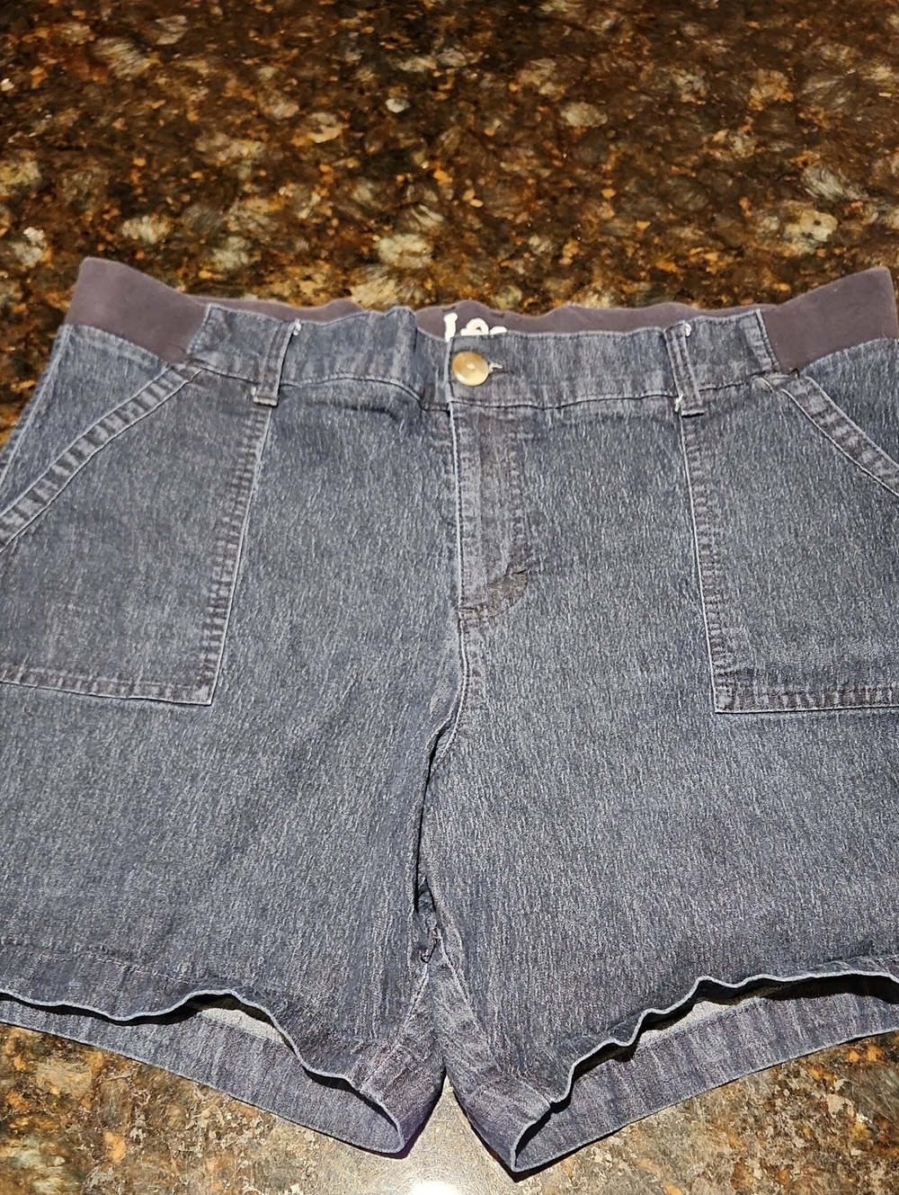 Lee Women's Dark Blue Denim Shorts with Elastic Waistband